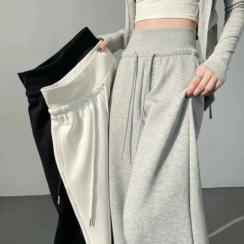 2025 Daily Loose Girls High Waist Pants Women Korean Casual Straight Leg Trousers Lady Classic Fashion Solid Thin Pants