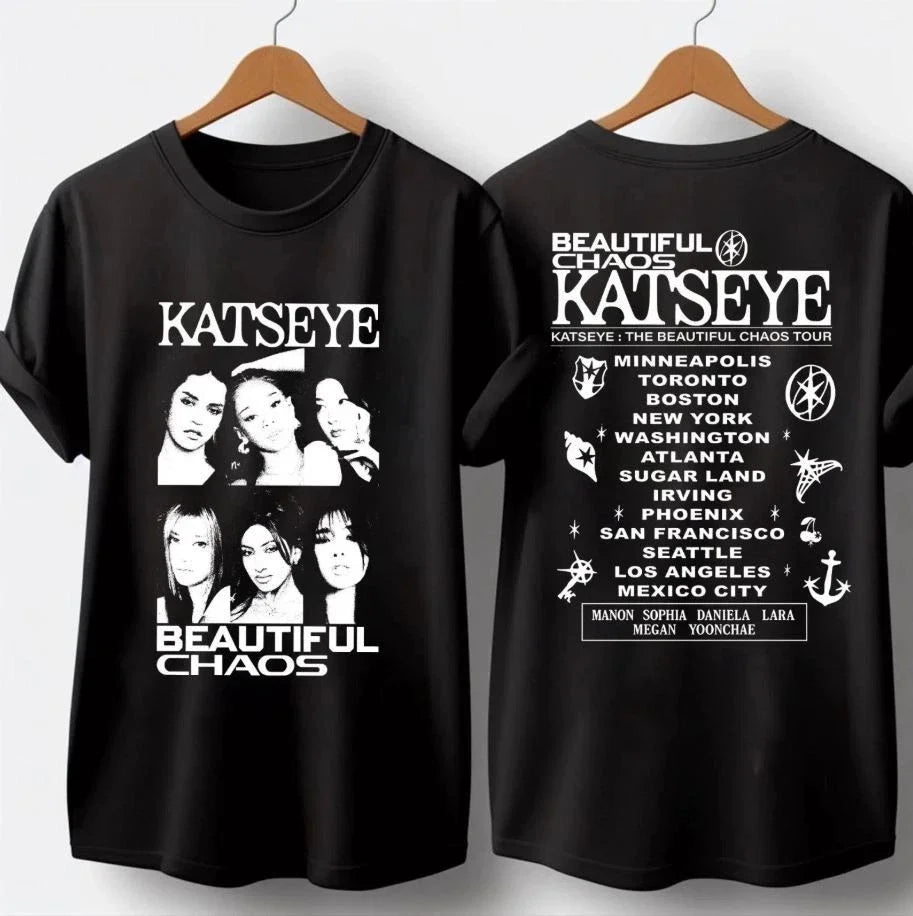 Women's Retro Vintage KATSEYE Gnarly T-Shirt Unisex Men Vintage Oversize Tee Cotton Streetwear Loose Short Sleeve Tops Tee