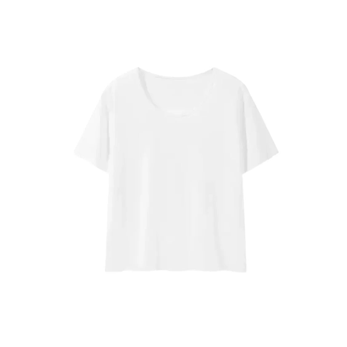 Sweet-style V-neck Loose-fit Short-sleeved T-shirt Women Summer Lazy-chic Versatile Casual Plain Colour Soft Cotton