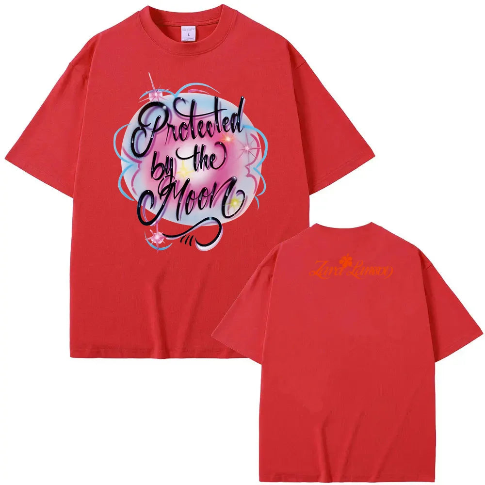 Zara Larsson-Protected By The Moon Baby Rib Tee Summer Singer's Same Style Tee-shirt Korean Style High Quality 100%Cotton Tops