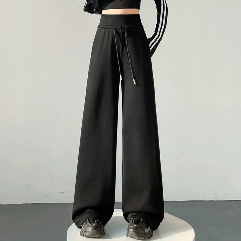 2025 Daily Loose Girls High Waist Pants Women Korean Casual Straight Leg Trousers Lady Classic Fashion Solid Thin Pants