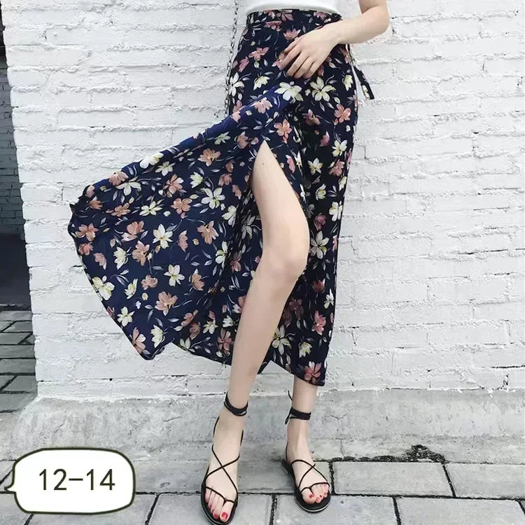 11 Colors Women's Summer High Waisted Lace-Up Sexy Wrap Midi Skirt Korean Trendy Beach Elastic Waist Solid All-Match Skirt