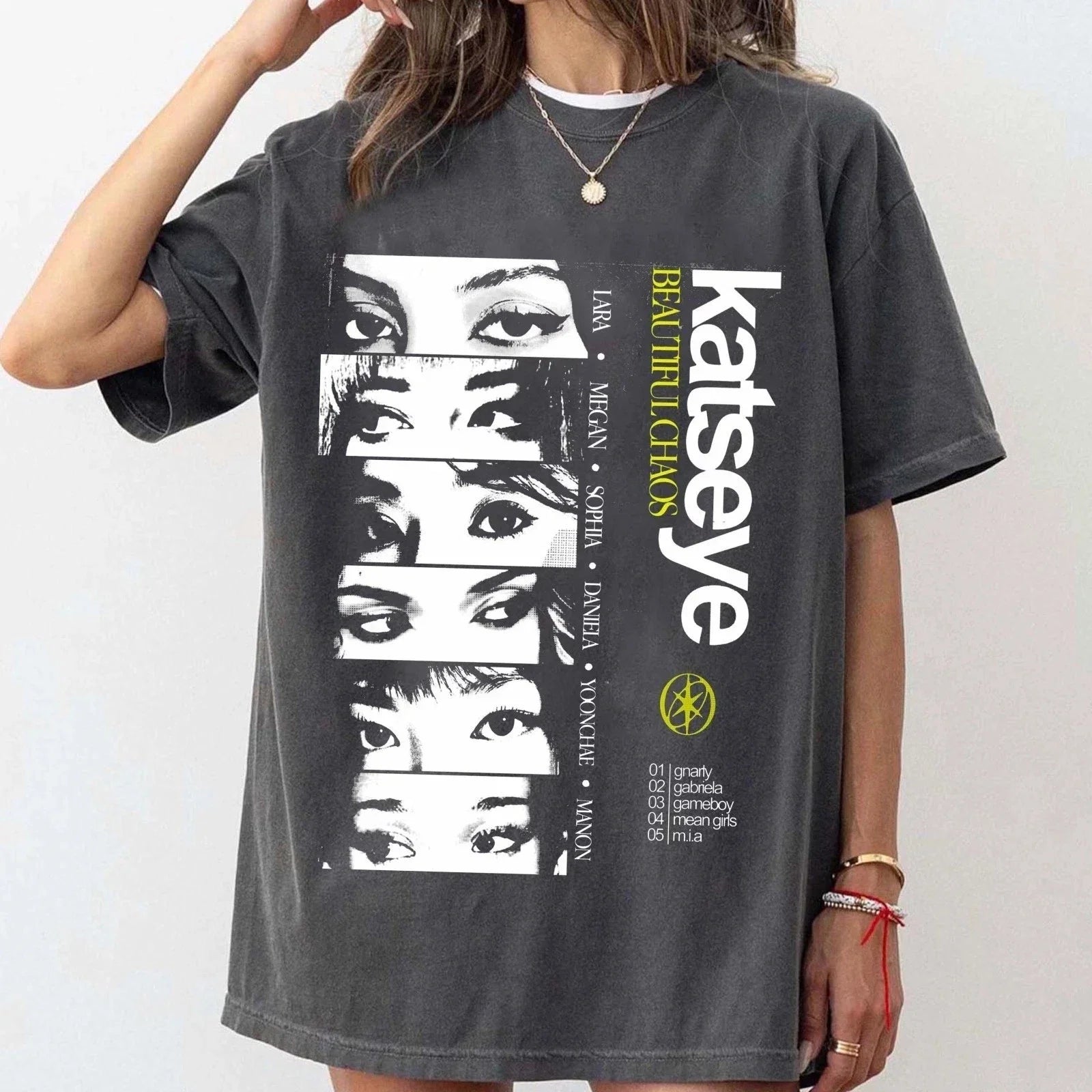 Women's Retro Vintage KATSEYE Gnarly T-Shirt Unisex Men Vintage Oversize Tee Cotton Streetwear Loose Short Sleeve Tops Tee