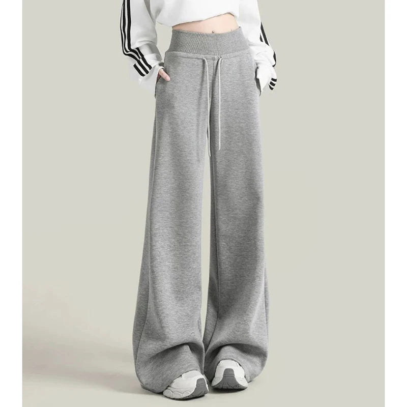 2025 Daily Loose Girls High Waist Pants Women Korean Casual Straight Leg Trousers Lady Classic Fashion Solid Thin Pants
