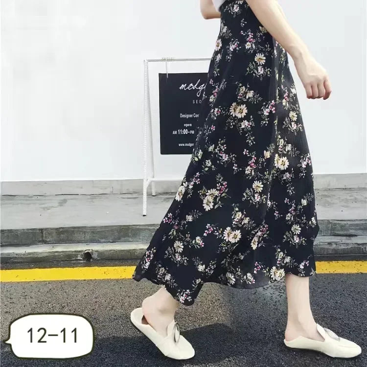 11 Colors Women's Summer High Waisted Lace-Up Sexy Wrap Midi Skirt Korean Trendy Beach Elastic Waist Solid All-Match Skirt