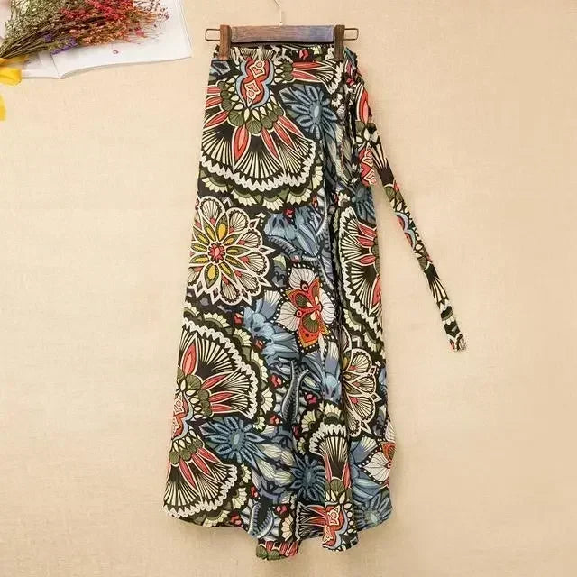 11 Colors Women's Summer High Waisted Lace-Up Sexy Wrap Midi Skirt Korean Trendy Beach Elastic Waist Solid All-Match Skirt