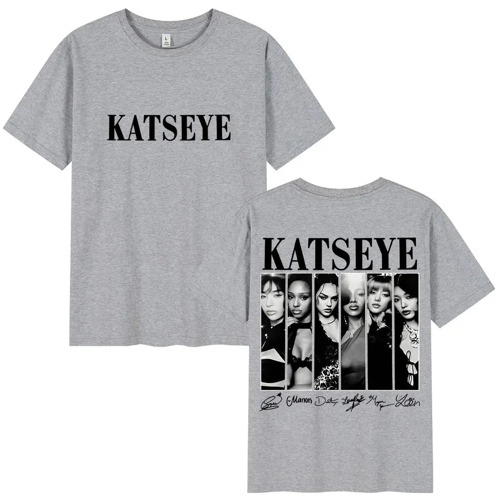 Vintage Korean Style Katseye Graphic T Shirts Kpop Fashion Men Women Popular T-shirt 100% Cotton Oversized T Shirts Streetwear