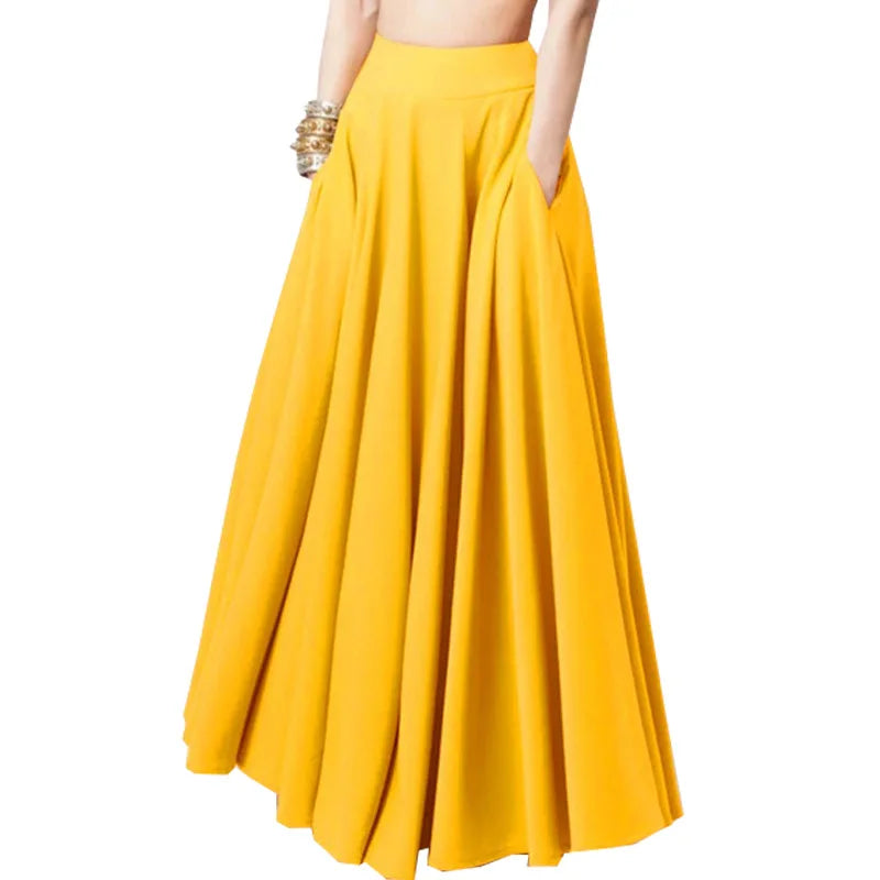 2025 Spring Women's Skirt Black Comfortable Temperament Pleated Fashion Casual Elastic Waist Red Long Skirt for Female