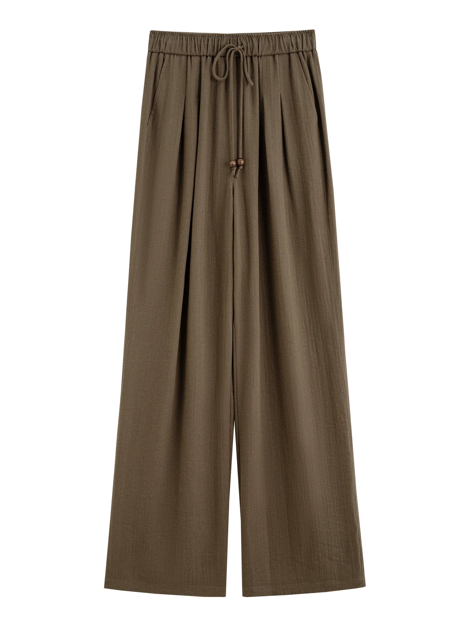 FSLE MInimalism Style Linen Straight Elastic HIgh Waist Casual Pants For Women Summer 2025 New Arrival Loose Pants 25FS12333
