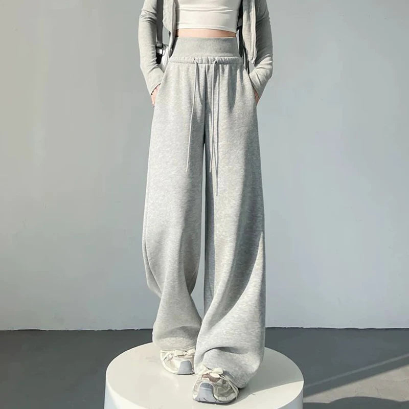 2025 Daily Loose Girls High Waist Pants Women Korean Casual Straight Leg Trousers Lady Classic Fashion Solid Thin Pants