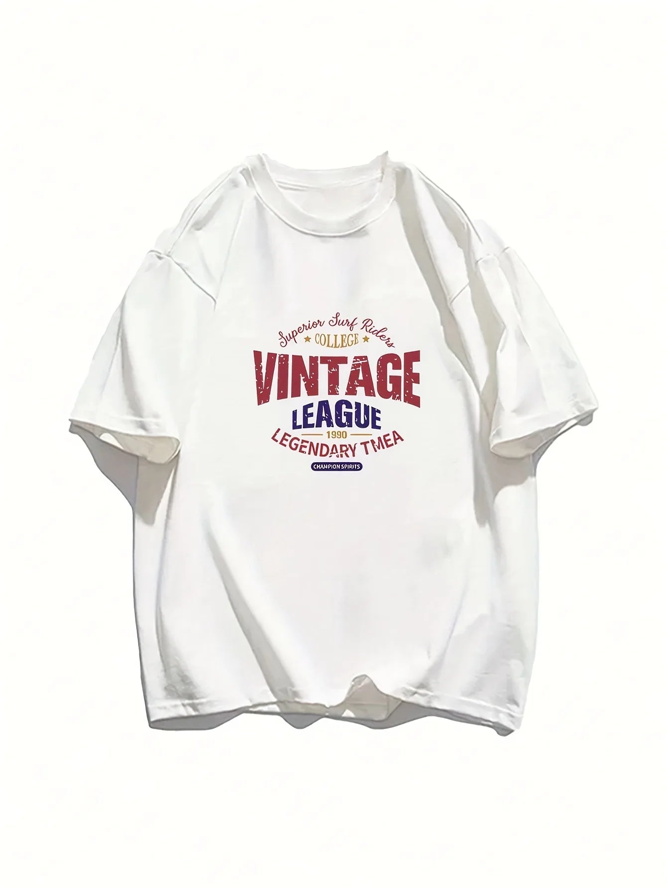 Vintage League Letter Print Womens T-Shirts Summer Fashion Cotton Tops Comfortable O-Neck Short Sleeve Soft Oversize Clothes