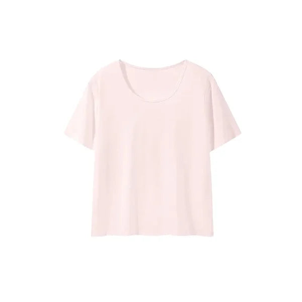 Sweet-style V-neck Loose-fit Short-sleeved T-shirt Women Summer Lazy-chic Versatile Casual Plain Colour Soft Cotton
