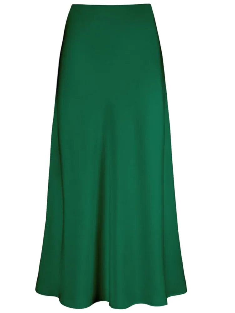 Spring Summer Women's Clothing New Style Silky Texture Forged Surface Acetic Acid Hanging High Waist Fish Tail Half Skirt Women