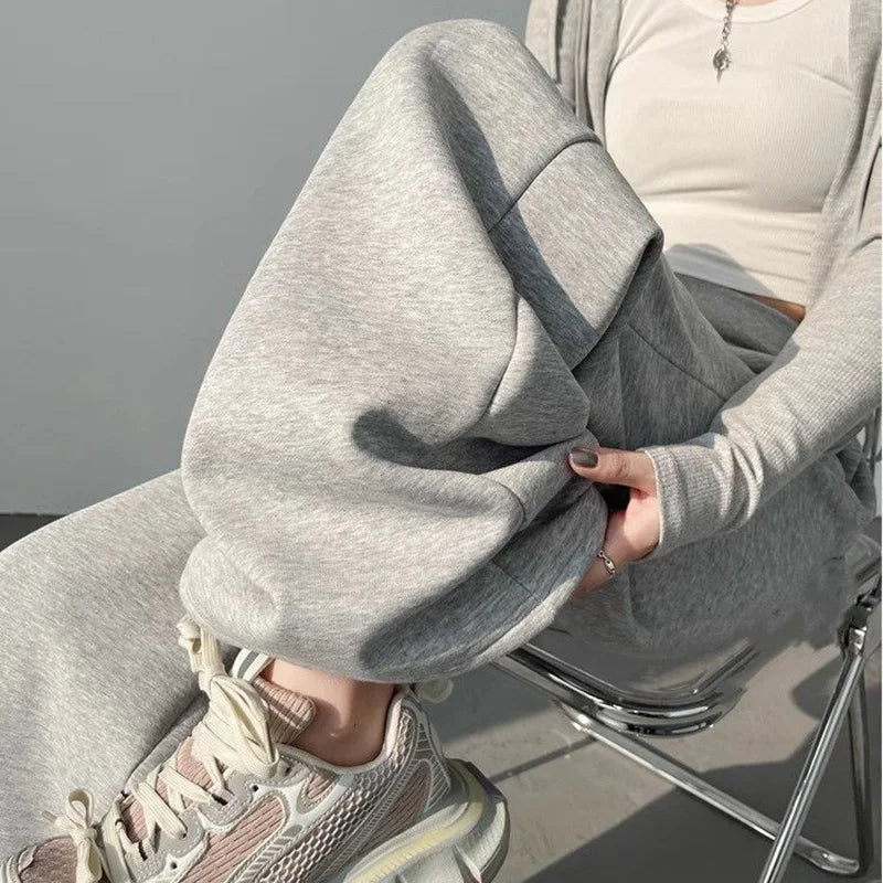 2025 Daily Loose Girls High Waist Pants Women Korean Casual Straight Leg Trousers Lady Classic Fashion Solid Thin Pants